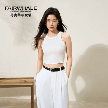 马克华菲工字吊带背心女黑色内搭外穿修身百搭运动打底无袖上衣夏图片