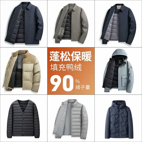 【秋冬羽绒外套合集】罗蒙男羽绒服2025冬季新款羽绒马甲秋羽绒h商品大图