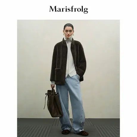 【蛋型裤】Marisfrolg玛丝菲尔系带收腰弧形立裁香蕉裤水洗牛仔裤图片