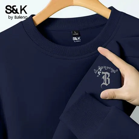 班尼路S&K系列休闲卫衣男款秋季美式潮流叠穿上衣时尚圆领长袖男商品大图