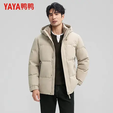 鸭鸭冬季羽绒服男短款连帽石墨烯内里蓄热保暖时尚休闲百搭外套潮图片
