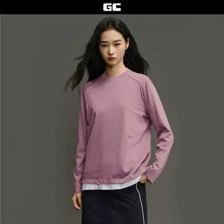 GC2025秋冬新款长袖T恤女纯棉品牌刺绣插肩宽松圆领上衣12325009商品大图
