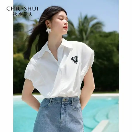 秋水伊人简约通勤上衣2025年夏季商场同款女时尚百搭翻领设计衬衫图片