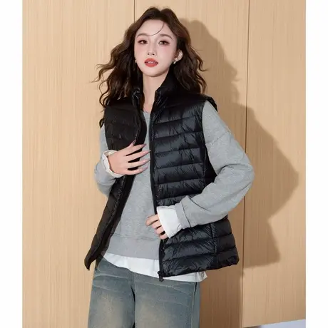 唐狮冬季女短款轻薄时尚外穿打底立领坎肩羽绒服马甲背心韩系TM图片