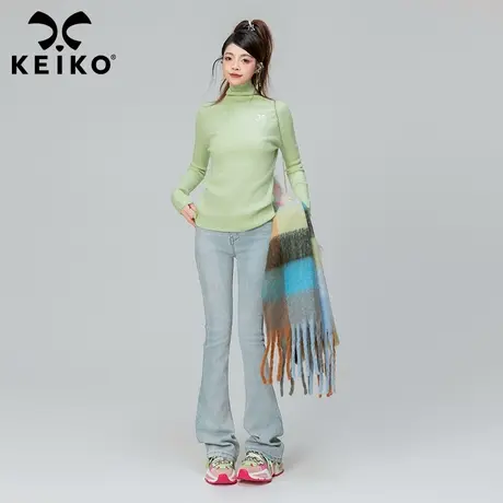 KEIKO 韩系显瘦内搭高领针织衫女2023秋冬新高级感软糯毛衣打底衫商品大图