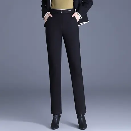 2023秋冬新款加绒时尚锥形裤黑色休闲裤女高腰显瘦长裤气质小脚裤商品大图