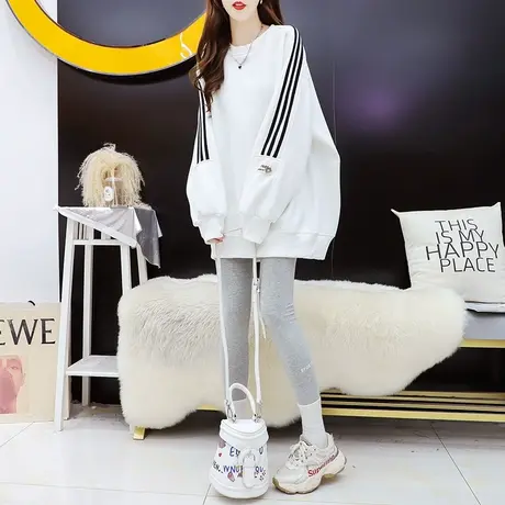 加绒加厚卫衣女中长款打底衫2023新款秋冬宽松慵懒风洋气百搭上衣商品大图