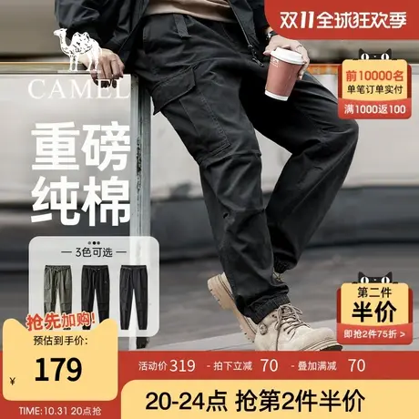 骆驼男装工装裤子男秋季2023新款290g重磅宽松运动纯棉束脚休闲裤商品大图