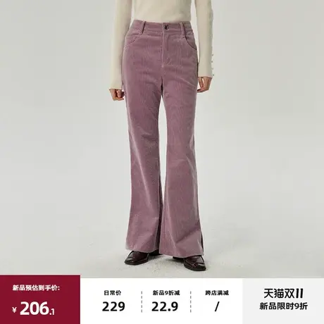 11/10 20点新品9折omont 复古灯芯绒喇叭裤2023冬新高腰显瘦长裤图片