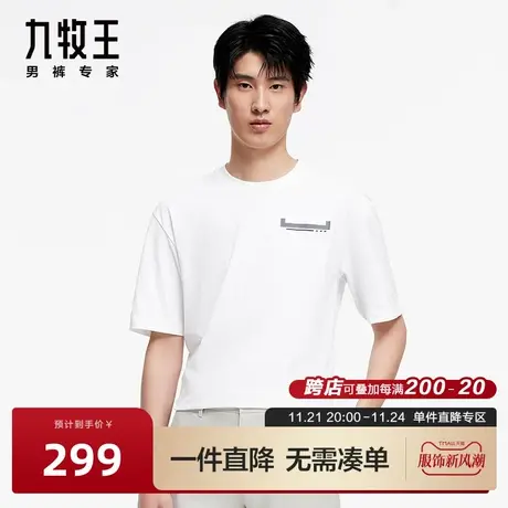 [商场同款]九牧王男装短袖T恤春夏圆领青年百搭时尚短袖上衣BN图片