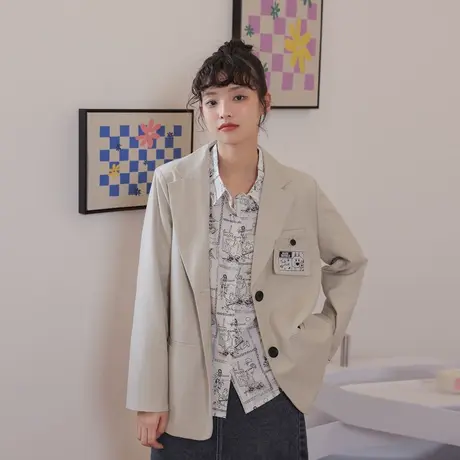 尔给西装外套女春秋2022新款小个子设计感小众西服上衣图片