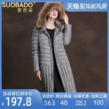 断码特价清仓2024冬装貉子毛皮草连帽女装外套长款宽松休闲羽绒服商品大图