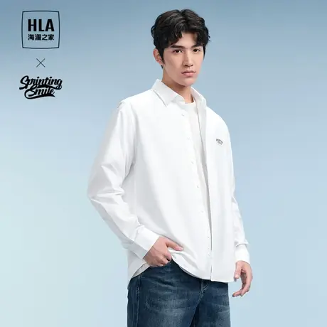 HLA/海澜之家SPRINTING SMILE系列长袖衬衫24春夏新款纯棉衬衣男商品大图