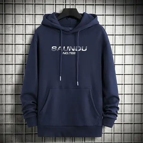 2024新款卫衣男生连帽外套春秋款宽松潮流字母印花加绒长袖带帽衫商品大图