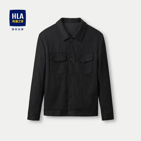 HLA/海澜之家青春时尚夹克2023秋季新款翻领条纹透气细腻外套男图片