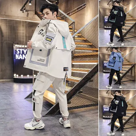 青少年春秋季外套男孩初高中学生搭配套装韩版潮流帅气夹克上衣服商品大图