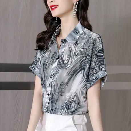 夏季雪纺衬衫女夏2023年新款碎花上衣设计感小众高级感女装冷淡风商品大图