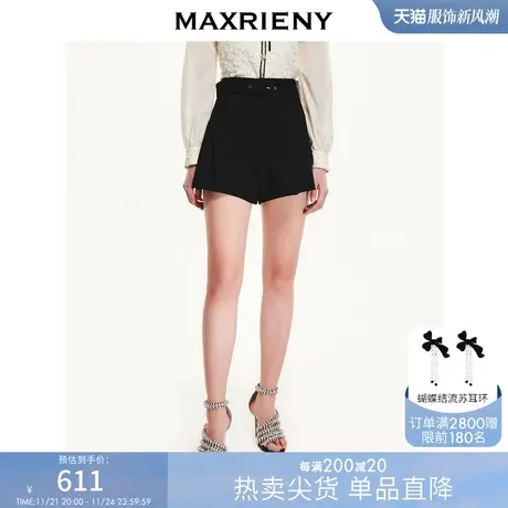[买4免1]MAXRIENYA字蝴蝶结高腰短裤显瘦百搭冬季图片