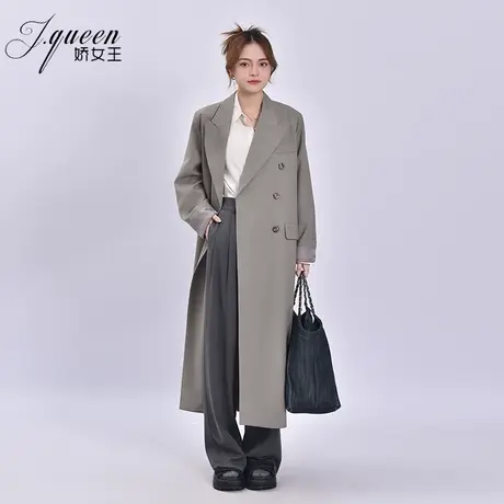 西装大衣女2024春季新款气质通勤高级感宽肩垂感中长款西服外套潮图片
