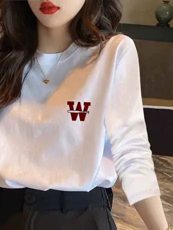 白色仿棉内搭打底衫女2023新款爆款春秋装冬季德绒长袖t恤上衣服商品大图