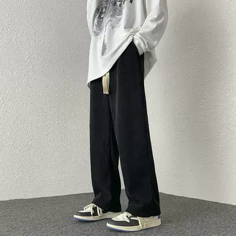 日系cityboy裤子男款春秋夏季直筒宽松垂感阔腿黑色工装休闲长裤商品大图