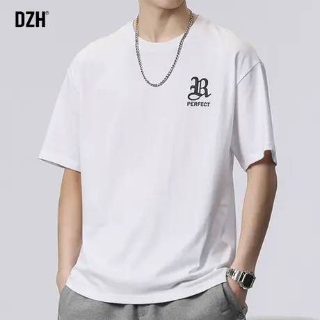 男生白色t恤男纯棉短袖夏季潮牌男装2023新款半袖上衣男款体恤衫商品大图