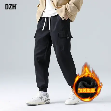 男士加绒休闲裤男冬季加厚潮流韩版工装裤子2023新款束脚长裤宽松商品大图
