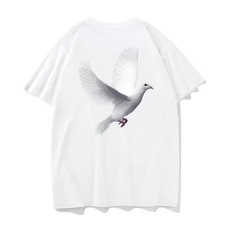 秀洛和平鸽短袖t恤男夏季纯棉宽松圆领青少年鸽子衣服潮牌打底衫商品大图