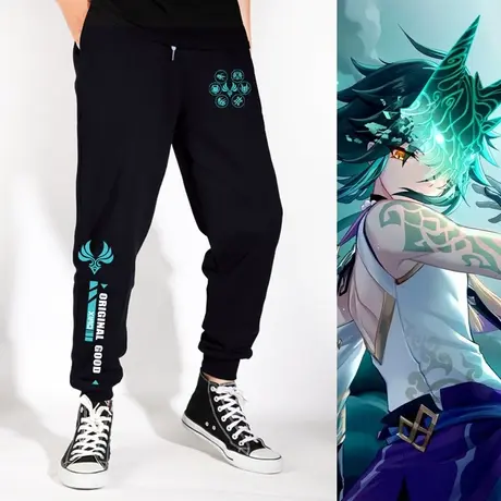 秀洛原神周边裤子男春秋派蒙可莉裤子温迪宽松运动裤卫裤束腿图片