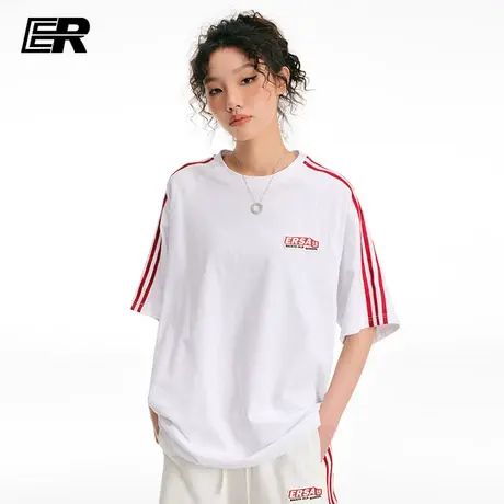 ER撞色条纹短袖男23年夏重磅潮牌T恤【陈浚铭李嘉森李浩菲同款】商品大图