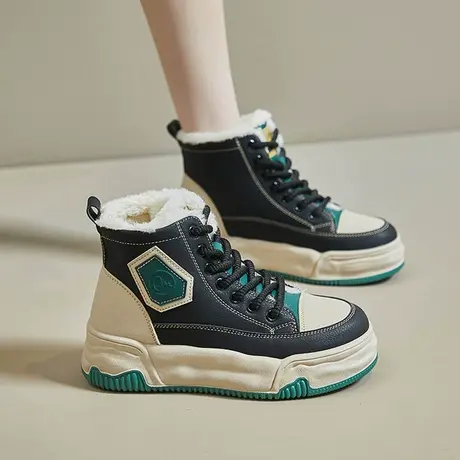 高帮鞋女2023冬季新款加绒保暖学生大棉鞋东北二棉鞋网红运动鞋女商品大图