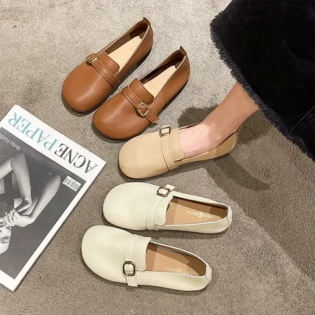 复古玛丽珍鞋女鞋子2023年春秋单鞋平底圆头法式配裙子气质单鞋商品大图