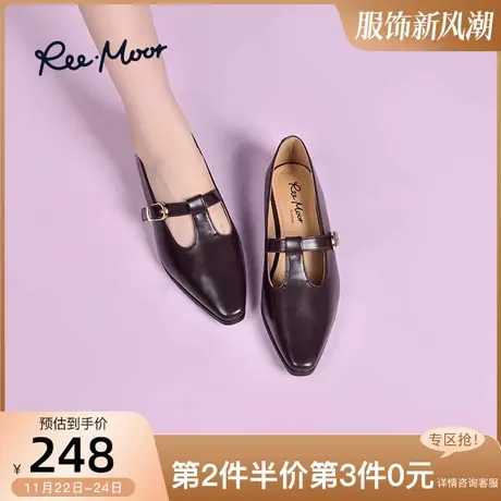 REEMOOR睿慕柔软舒适尖头法式小皮鞋浅口平底鞋软底玛丽珍单鞋女商品大图