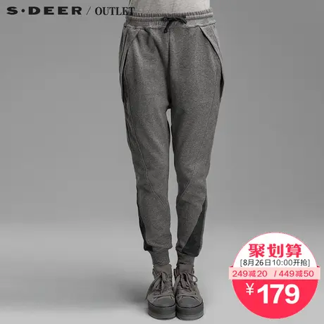 s.deer【聚】圣迪奥专柜正品特殊拼接剪裁运动长裤S14380856商品大图