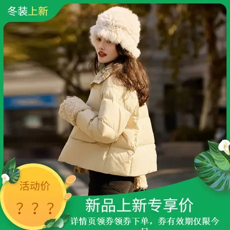 时尚气质羽绒服2023年冬季新款女百搭拼接翻领温柔淑女加厚款外套图片