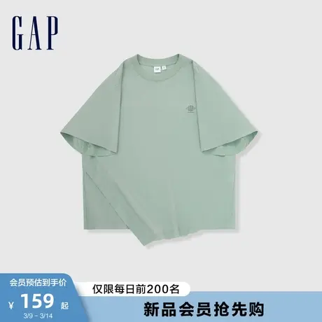 Gap女装2024夏季新款梭织拼接圆领短袖T恤宽松舒适透气上衣466824图片