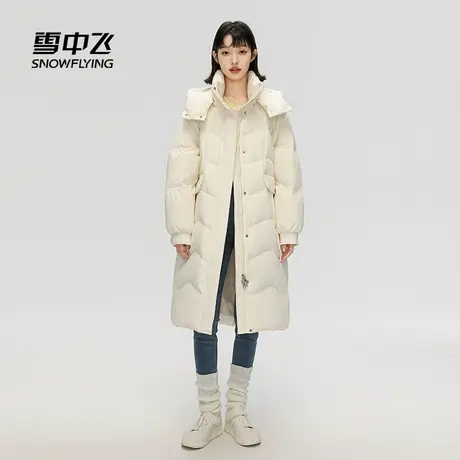 雪中飞羽绒服女2023新款冬季中长款可拆卸帽保暖防风时尚休闲外套图片
