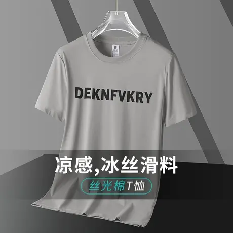 液氨丝光棉短袖t恤男装夏季冰丝凉感半袖抗皱免烫体恤速干上衣服商品大图