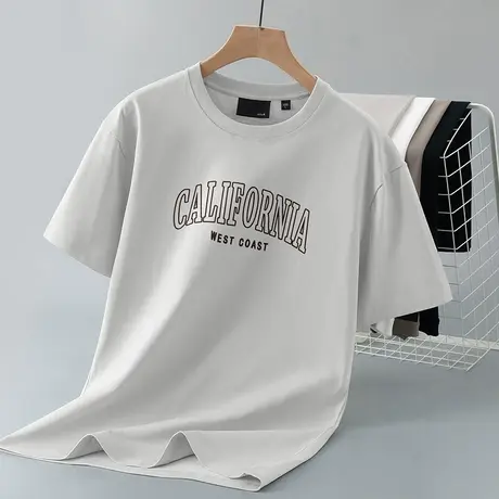 250g重磅纯棉t恤男士短袖夏季宽松上衣服全棉半袖圆领打底衫体恤商品大图