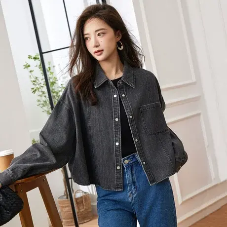 时尚气质百搭牛仔外套女士2023秋季新款休闲通勤减龄夹克上衣图片