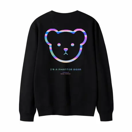 圆领卫衣女反光渐变小熊韩版嘻哈宽松情侣装纯棉学生长袖班服定制商品大图