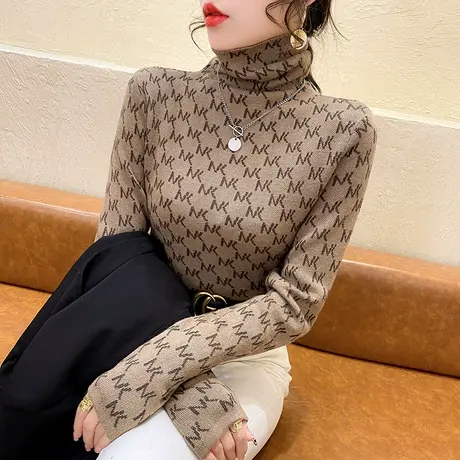 2023秋冬新款高领打底衫女毛衣女修身套头紧身内搭长袖针织上衣女商品大图