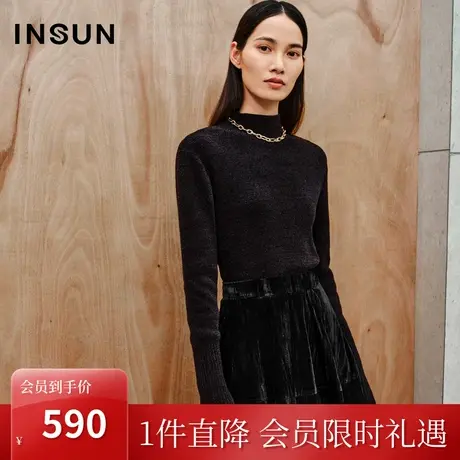 恩裳2023年秋季新款优雅半高领木耳边设计舒适保暖针织衫图片