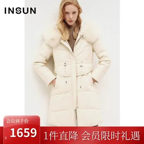 恩裳COVER冬季2022保暖防风狐狸毛领收腰设计白鸭绒皮羽绒女图片