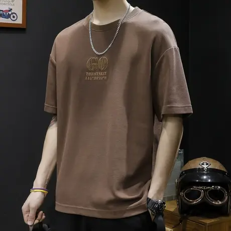 美式重磅短袖t恤男士半袖宽松大码潮牌体恤夏季纯棉胖子加肥加大商品大图