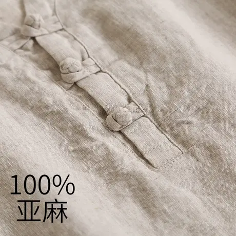 中国风男装亚麻短袖t恤男夏季男士宽松休闲棉麻衬衫半袖复古上衣商品大图