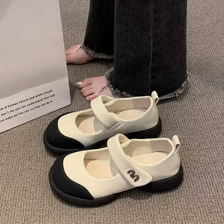 小众设计感丑萌玛丽珍单鞋女2023秋新款魔术贴软底云朵泡芙休闲鞋商品大图