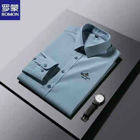 罗蒙春秋季时尚刺绣小蜜蜂长袖衬衫男韩版青年商务休闲衬衣潮寸衫图片