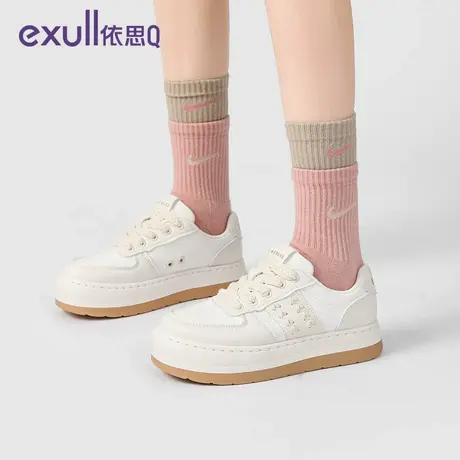 exull/依思Q2024年春季新款时尚百搭小白鞋潮流运动风厚底板鞋图片