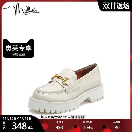 millie's/妙丽春牛皮复古英伦风JK厚底乐福小皮鞋女单鞋70168AM1图片